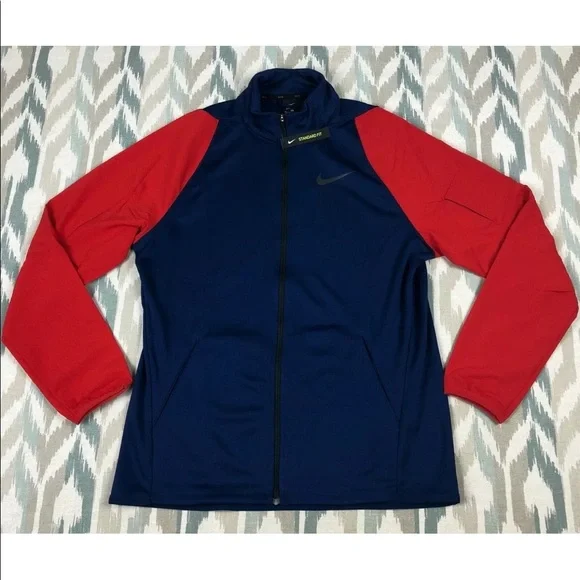 Nike Dri-Fit Mens Training Soccer Full Zip Warm Up Jacket Red/Blue  928022-493